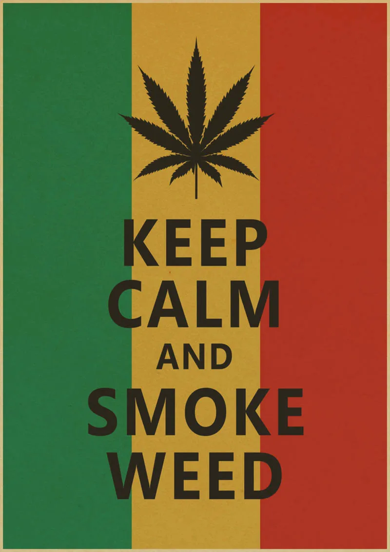 С надписью Keep Calm and Smoke Weed агитационных Винтаж плакат в стиле ретро из крафт бумаги