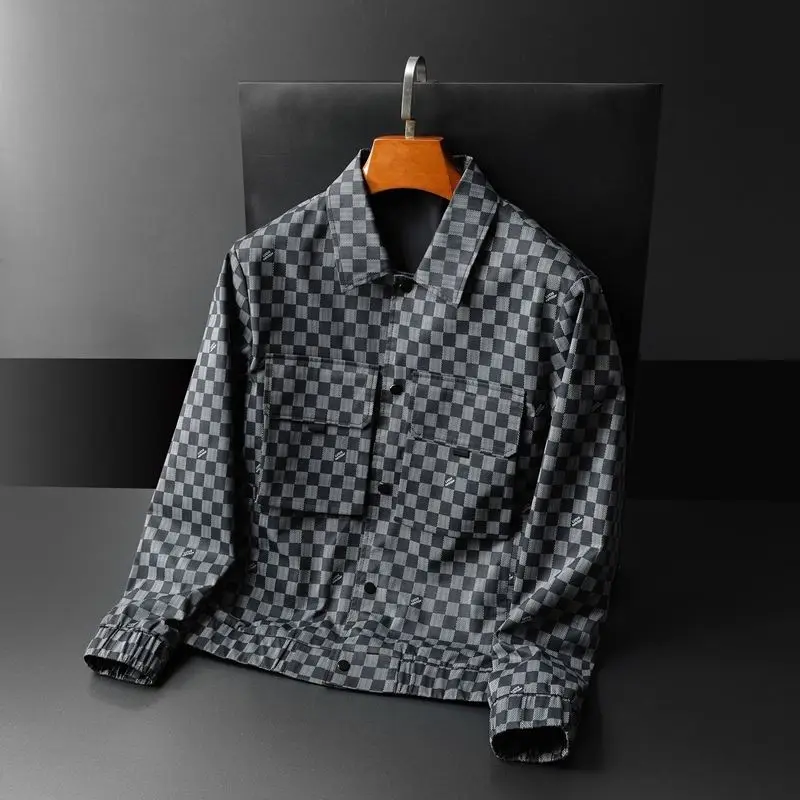

Autumn new men's casual jacket suit collar plaid tide youth jacket