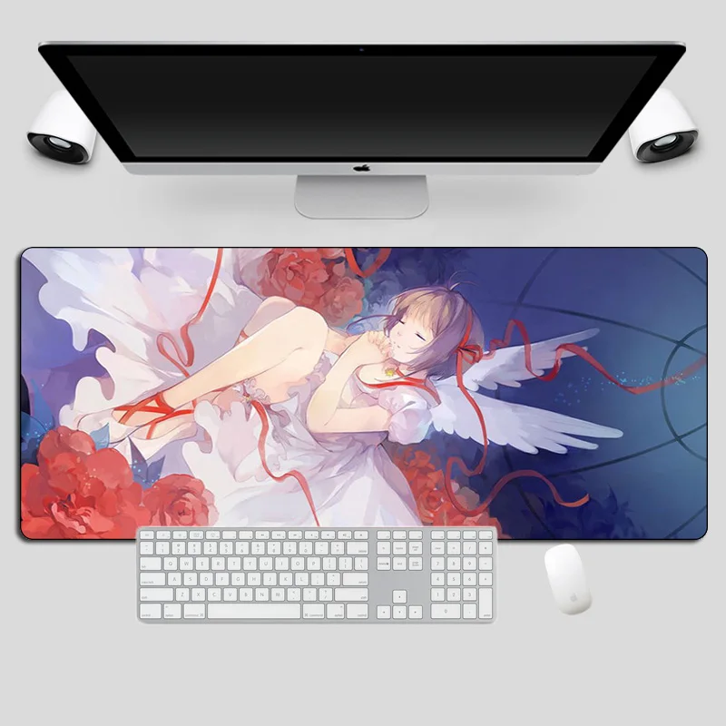anime mouse pad gamer card captor sakura large otaku gaming mousepad locking edge cartoon xl laptop computer desk keyboard mat free global shipping