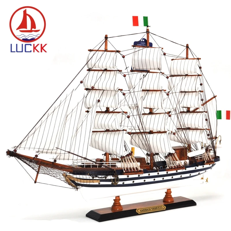 Украшение интерьера офиса деревянная поделка AMERIGO VESPUCCI морская модель корабля