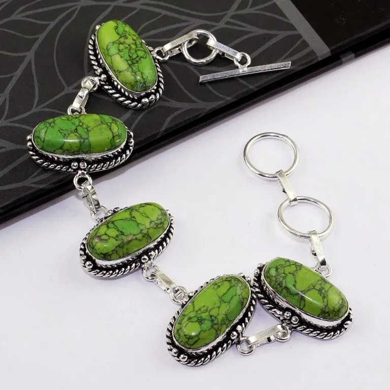 Серебряный браслет Turquiose из меди 19 5 см B0065 | Украшения и аксессуары