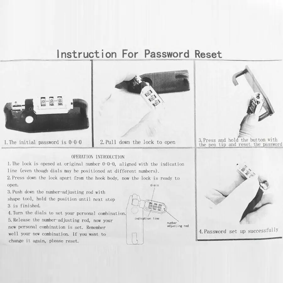 Замок для мотоциклетного шлема жесткий 3-значный строительный замок подвесной