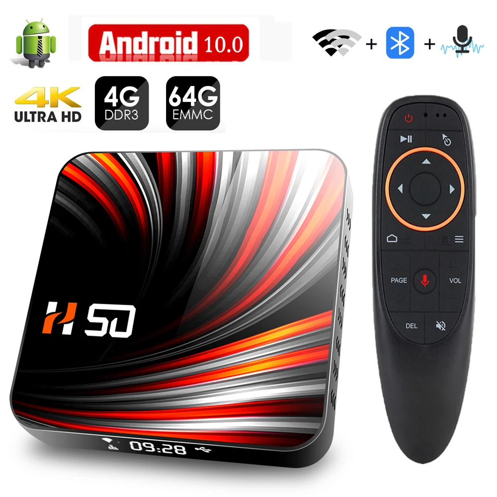 Android TV Box 10 4 ГБ 32 64 Гб 4K H.265 медиаплеер 3D видео 2 4G 5 ГГц Wifi Bluetooth Smart