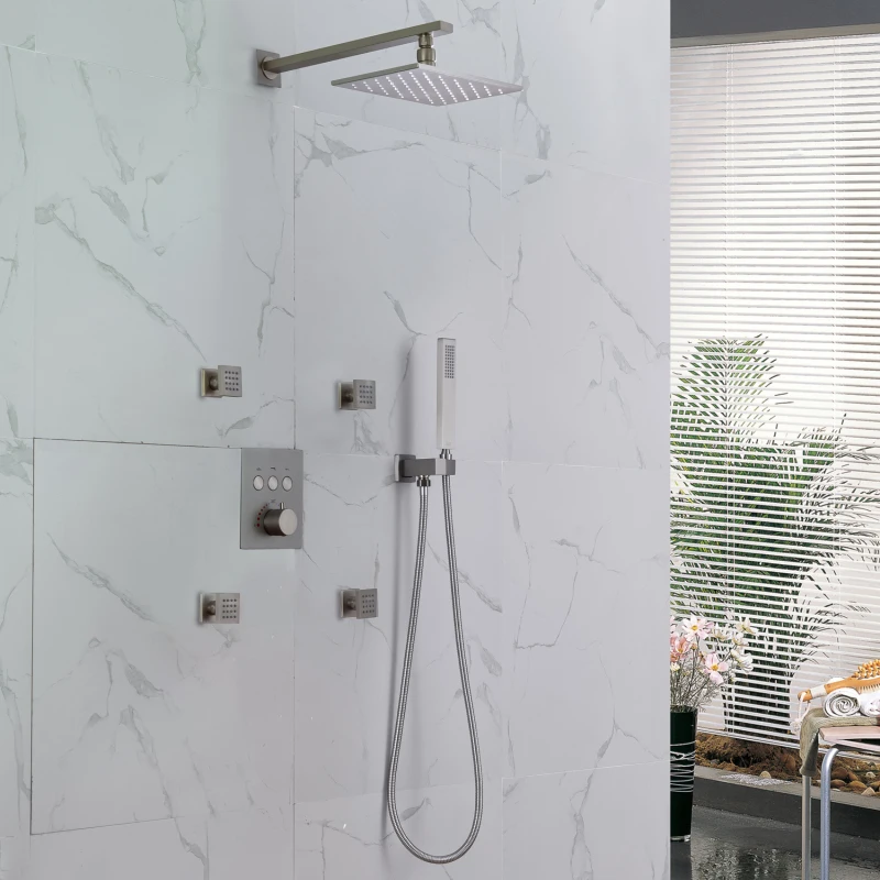 Rain Shower System Faucet Set For Bathroom 8 X 12 Inch Luxur