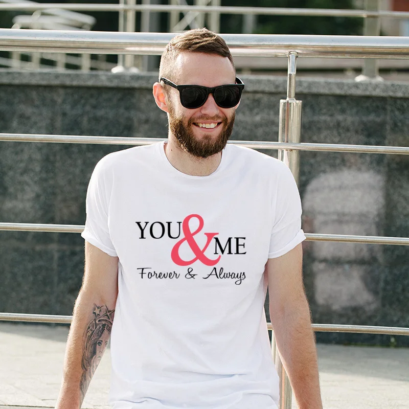

New Arrival You And Me Faddish Cotton TShirts Personalized Oversized Tees Cartoon Printing T Shirt For Unisex