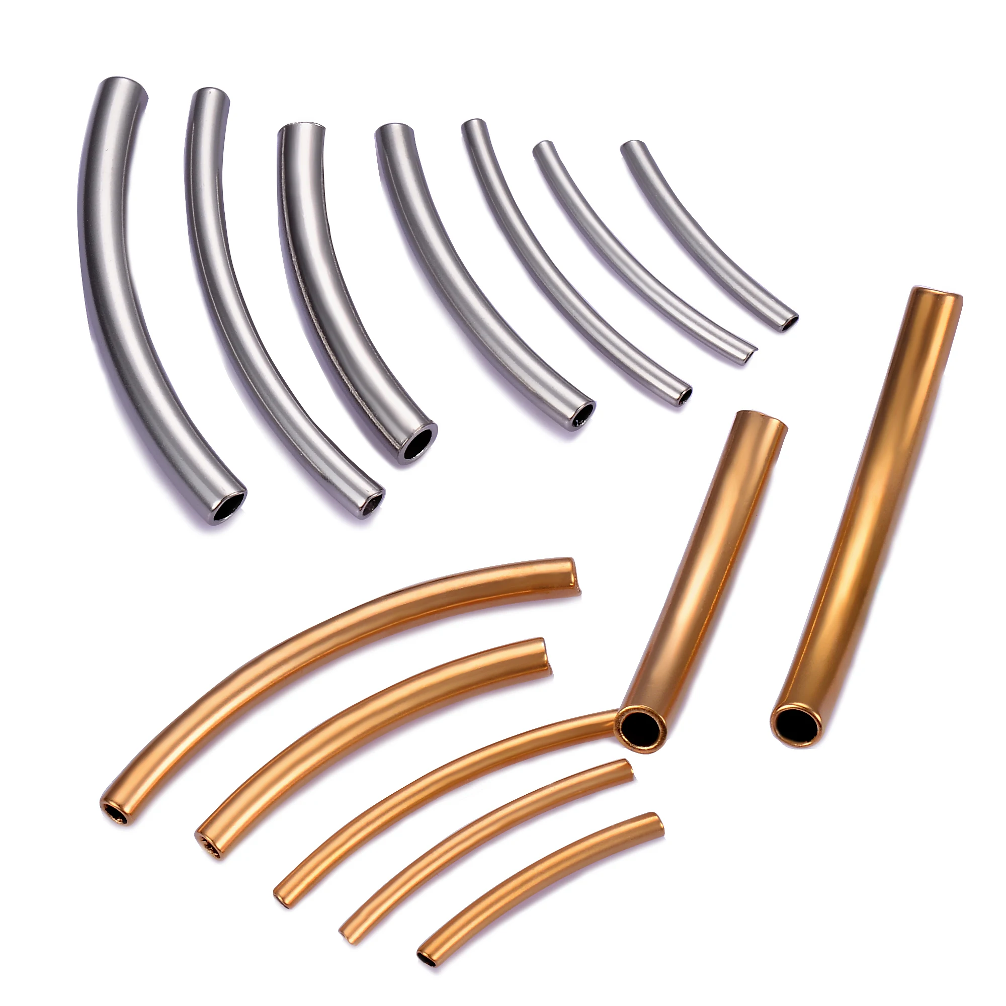 

10 pcs stainless steel Curved Tube Spacer Beads Connector Jewelry Findings For Bracelets Necklace DIY Jewelry Making Accessories
