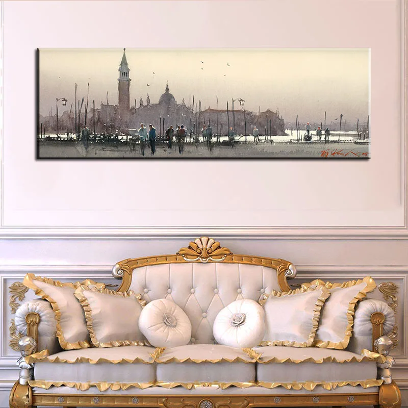 

Абстрактная картина маслом на холсте с лодкой и портом