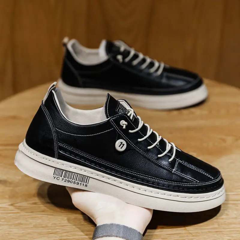

Men's Shoes 2021 Spring Casual Shoes Fashion White Shoes Sports Waterproof Pu Leather Shoes Sneakers Men Walking Shoes Black