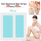 40 шт. = 20 листов, профессиональное летнее удаление синих волос, двусторонние полоски из холодного воска, бумага для ног, тела, лица, эпилятор, набор