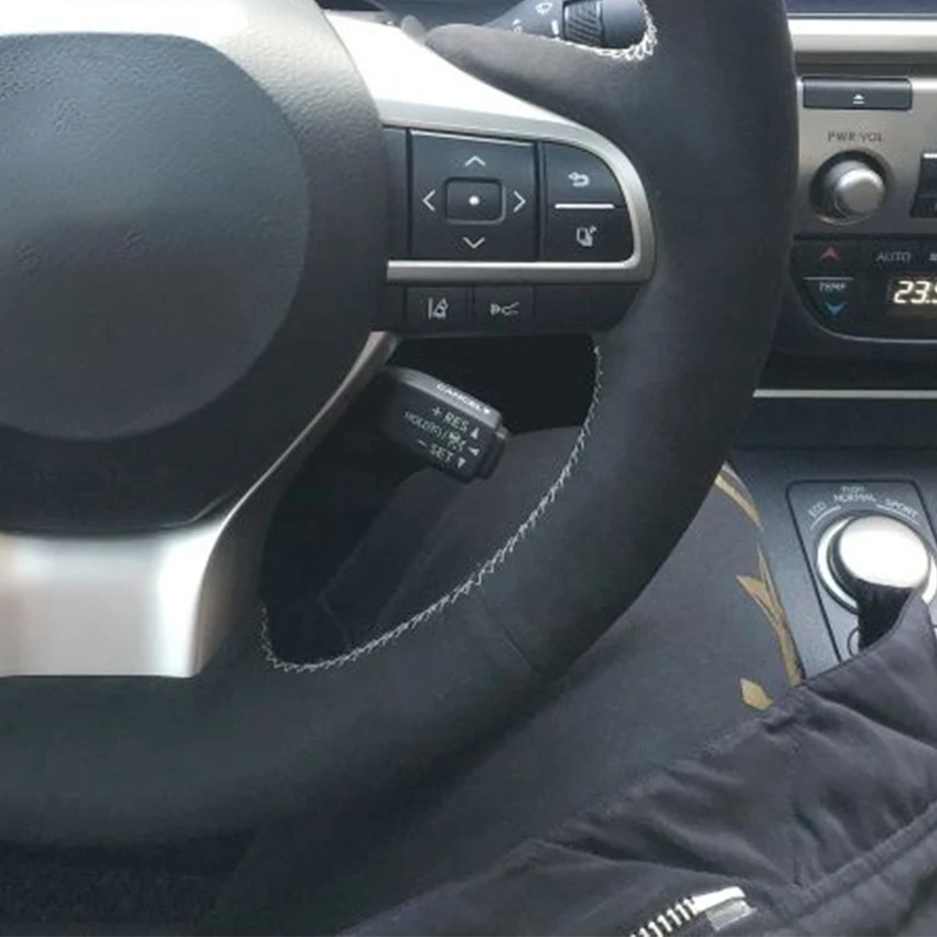 

LQTENLEO Black Suede Car Steering Wheel Cover For Lexus ES200 ES250 ES300h GS200 GS300h GS450h RX200t RX450h LX570 2015-2018