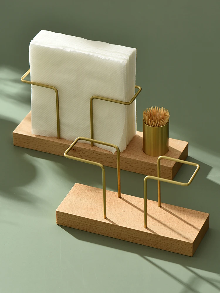 

Desktop Organizer Tableware Supplies Wood Tissue Paper Holder Napkin Holder Brass Tissue Box StorageToothpick Box салфетница