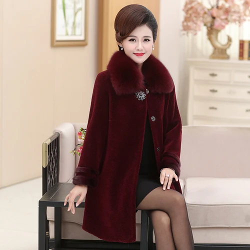 Wine red GOURS куртка из натурального меха женские зимние пальто и куртки одежда из натуральной шерсти с воротником из меха лисы теплый мех норки размера плюс LD1821-1 - Цвет: Wine red
