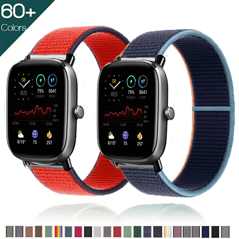 Ремешок нейлоновый для Amazfit GTS 2 2e спортивный браслет GTS2 GTR 42 мм 47 GTR2 huami 20 22