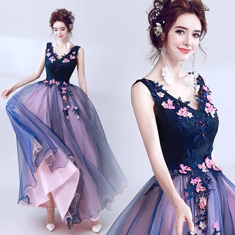 

Dark Blue V Neck Dresses Large Size 5XL Custom Wedding Purple Dress A-Line Prom Party Ball Gown Evening Formal Dress For Women