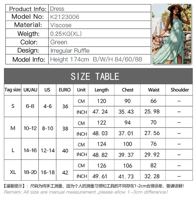 

Donsignet Women Dress 2021 Spring/Summer New Casual Fashion Dot Spaghetti Strap A-Line Ankle-Length O-Neck Irregular Woman Dress