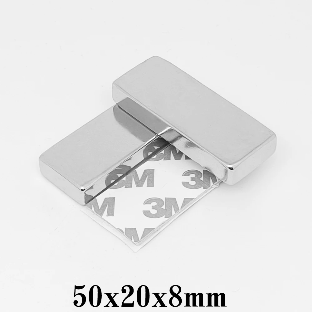 1/2/5 шт. 50x20x8 мм блок супер мощные сильные магнитные магниты с лентой 3 м 50*20*8