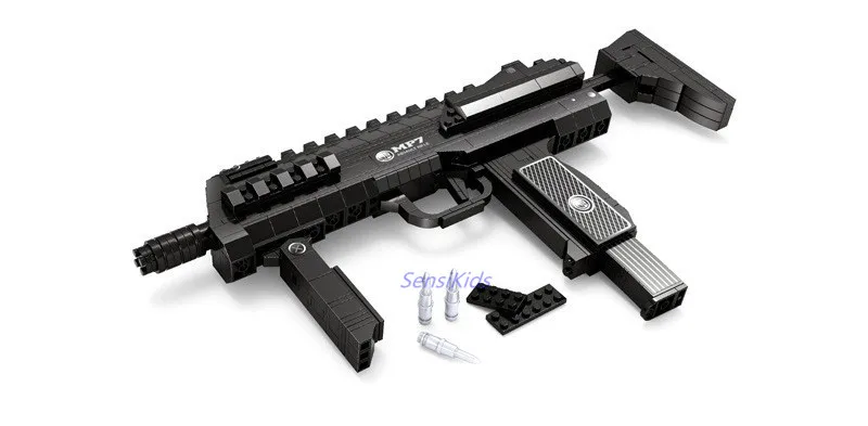 

508Pcs Military Army Heckler & Koch MP7 Submachine Gun Bricks Weapon Kits Building Blocks Sets Educational Toys for Children