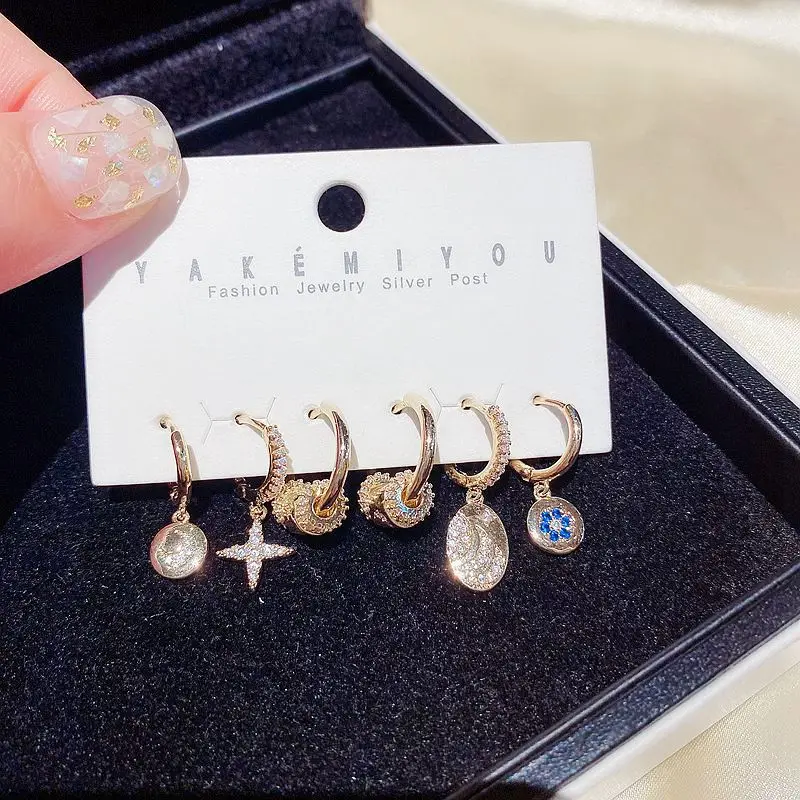 Набор геометрических серег-подвесок высокого качества серьги золотого цвета с