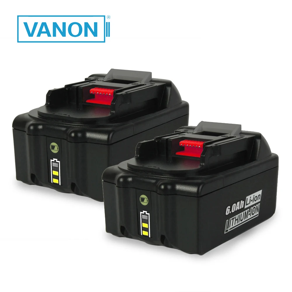 VANON 2 шт. для Makita 18 в 6000 мАч Ач перезаряжаемая батарея электроинструментов со