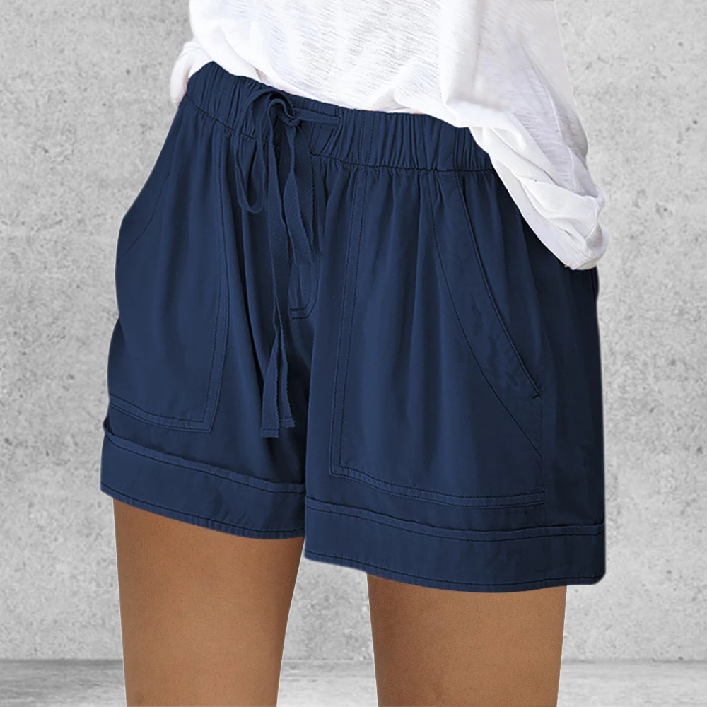 

Women's Short Summer Loose Rope Tie Short Sport Shorts Casual Elastic Waist Cotton Linen Shorts pink Pocket Beach Sport Shorts