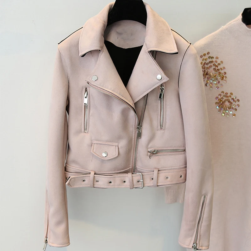 Куртка женская замшевая на молнии с поясом | Женская одежда