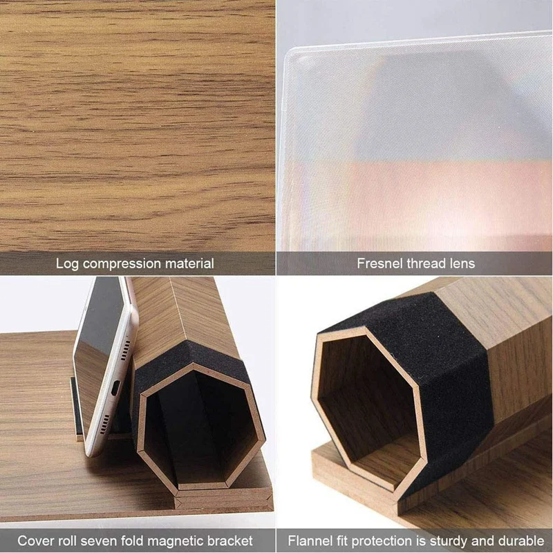 Top 12 inch Hd Screen Magnifier Solid Wood Grain Foldable Mobile Phone Suitable for Watching Movie Videos on All Smartph | Электроника