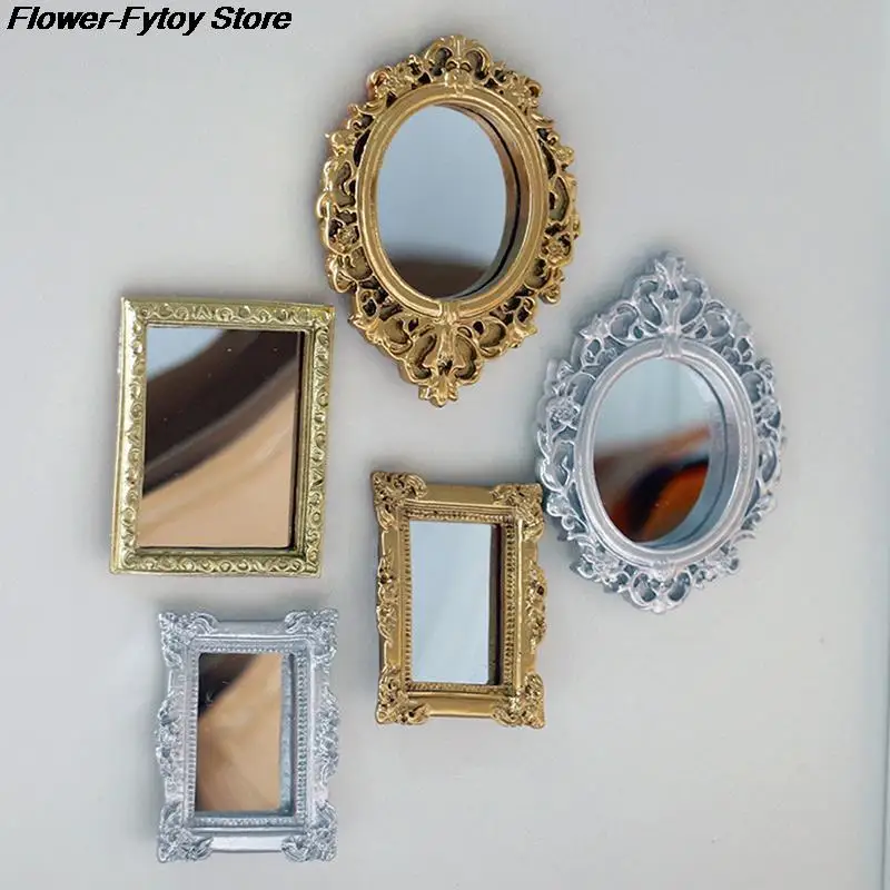 Dollhouse Photo Frames Retro Mirror for Dollhouse Decor DIY Vintage Ornament Furniture European Style Doll House Accessories NEW