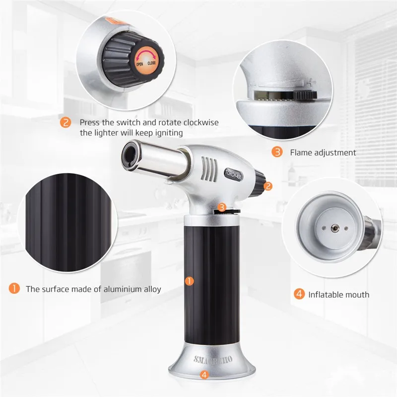 Открытый Кемпинг барбекю пламя газовая горелка огнемет бутан зажигалка