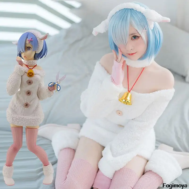 

Костюм для косплея Rem из аниме «Re Life in a zero», Женский костюм с овчиной Rem на одно плечо