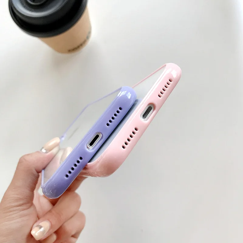 Clear Solid Candy Color Phone Case For iPhone 12 11 Pro Max X XR XS Max 7 8 6 Plus Hard Acrylic Back Cover For iPhone 13 Pro Max