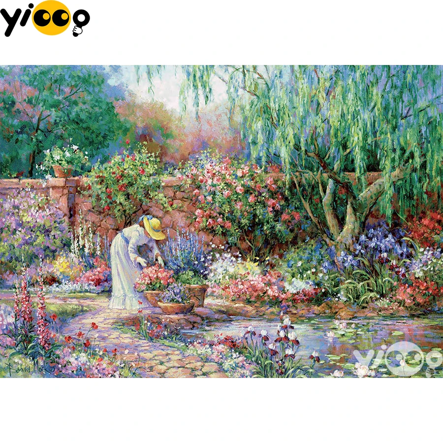 

Full Square/Round Drill Diamond Painting Cross Stitch Embroidery Lady in the Garden Rhinestone Mosaic Home Decor Gift BX2147