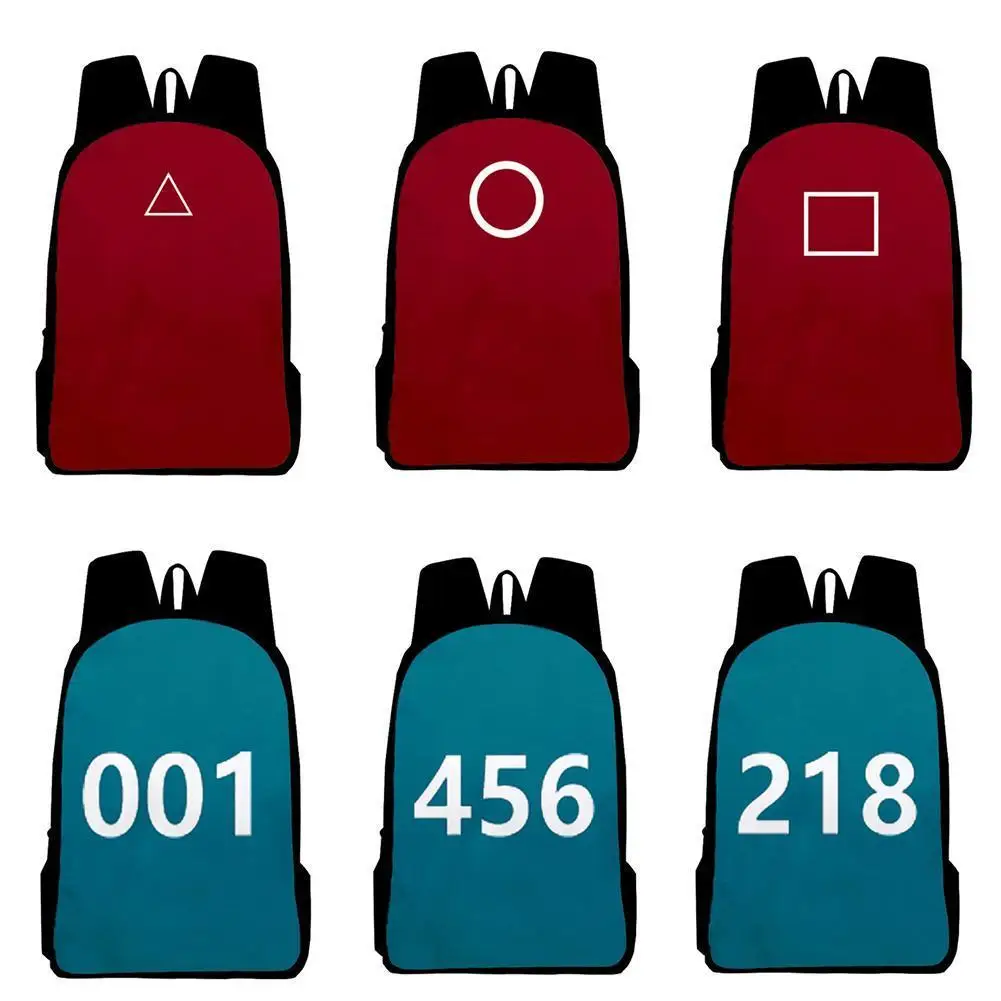 

Backpack Squid Game Oxford Cloth Men And Women Student Bag Color Printing Bag Three-piece Set Pure Color Fashion Fine Backpack
