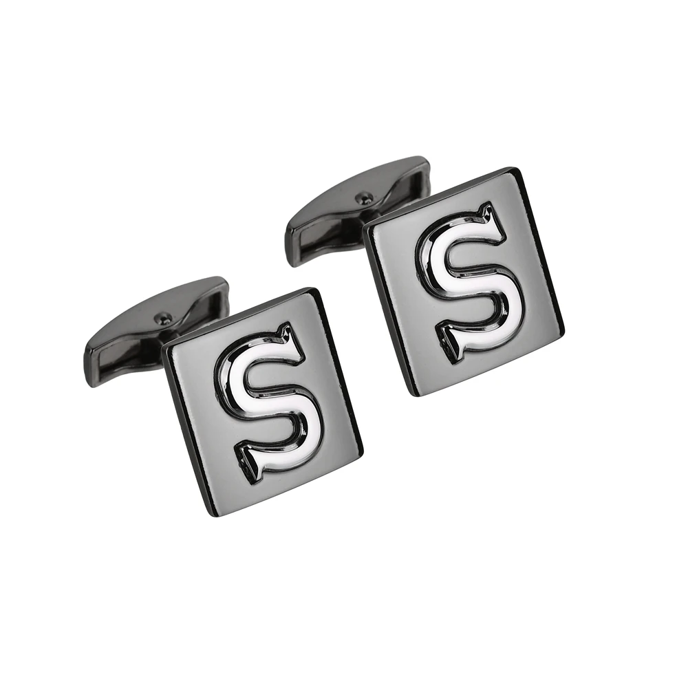 Роскошные мужские классические черные запонки с буквами алфавита S строгие