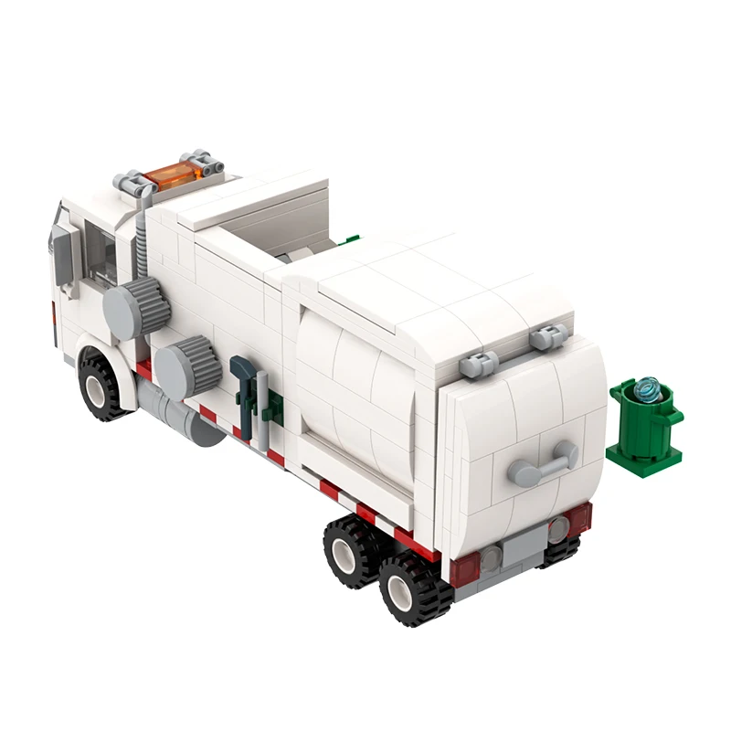 

Kids Toys MOC High-TechWhite Rubbish Truck Sanitation Car Building Blocks Modular Transportation Vehicles Block Model