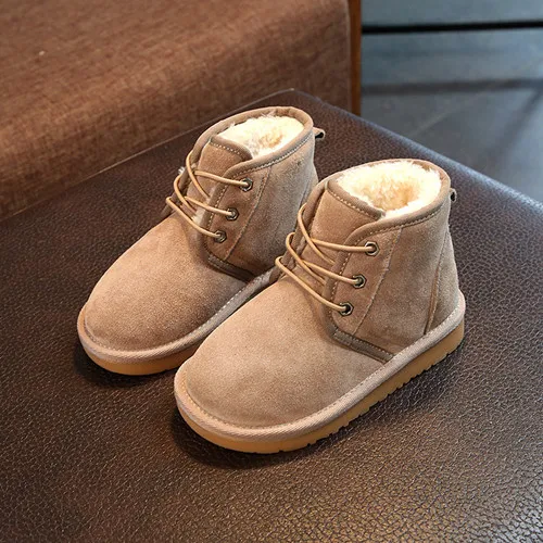 Г. Зимние ботинки для мальчиков chaussure, замшевые сапоги на плоской подошве, теплые школьные туфли из натуральной кожи очень мягкие и удобные на возраст от 1 до 9 лет - Цвет: Коричневый