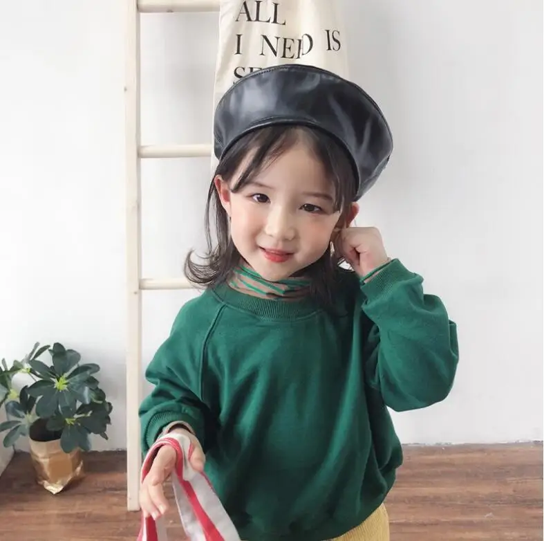 Брендовый Модный милый берет из искусственной кожи женская шапка детский бини