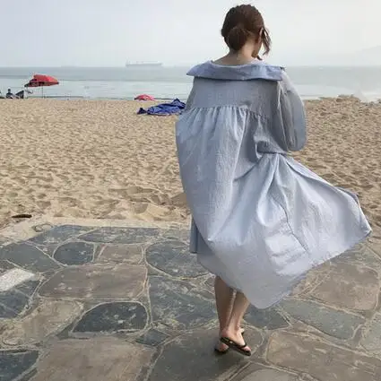 Хит 2020 весенние офисные женские блузки в полоску с принтом Длинные рубашки блузы