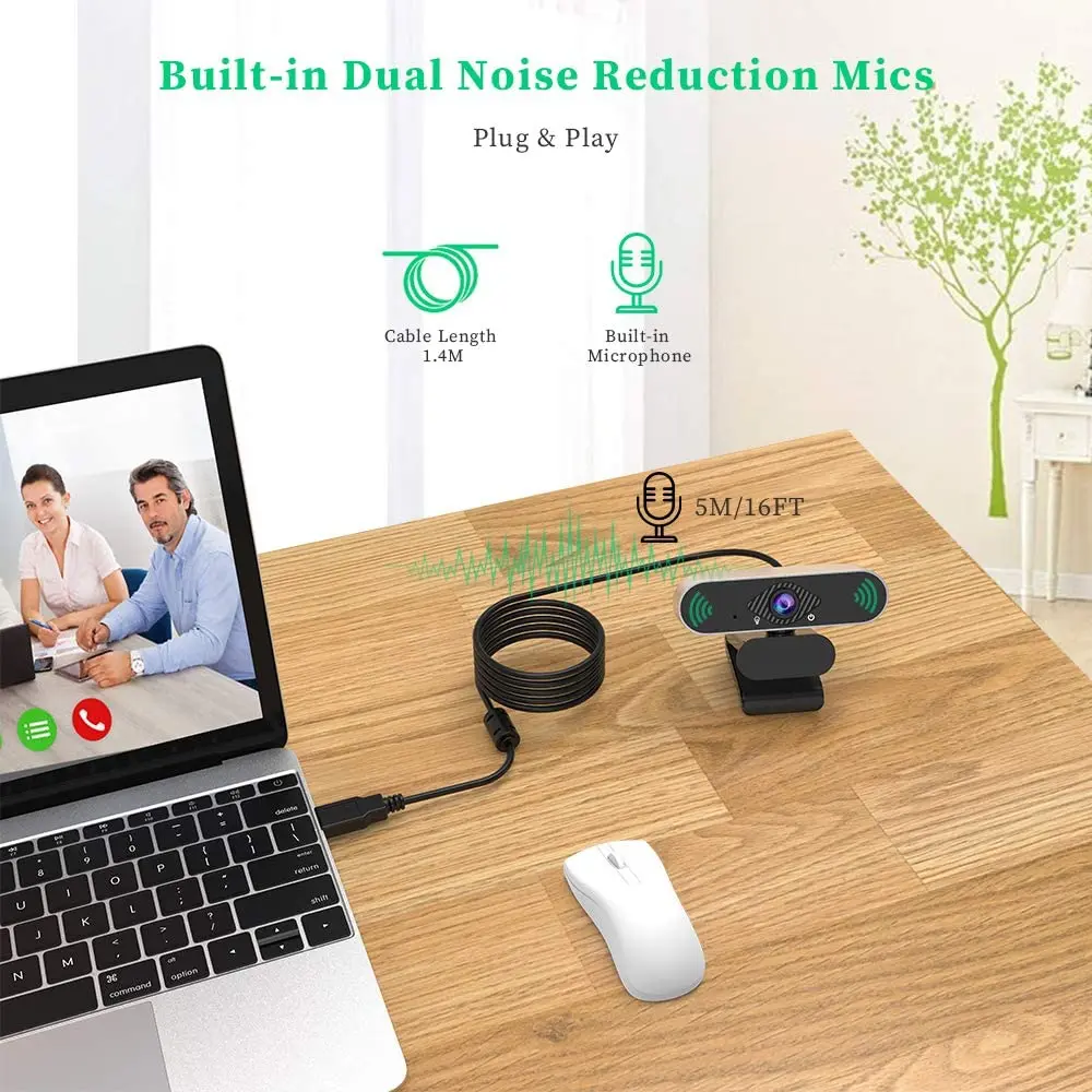 

Webcam 1080P HD Image Quality Auto Focus Camera With Microphone Rotatable Computer PC Web Camera For Live Call Conference