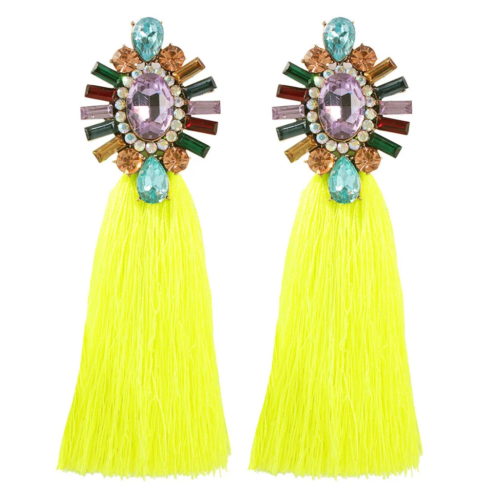 Europe and America bohemian rattan handmade tassel geometry long earrings ladies jewelry wild ear wholesale | Тематическая одежда