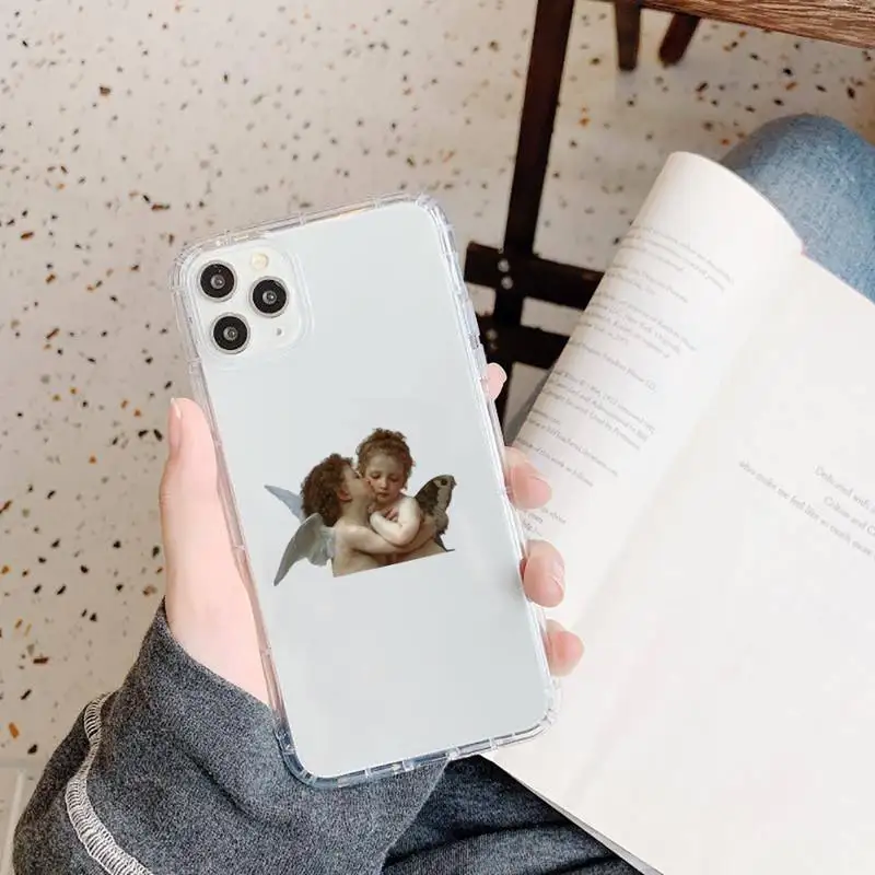 

Cate angel Renaissance retro art Phone Case Transparent soft For iphone 5 5s 5c se 6 6s 7 8 11 12 plus mini x xs xr pro max