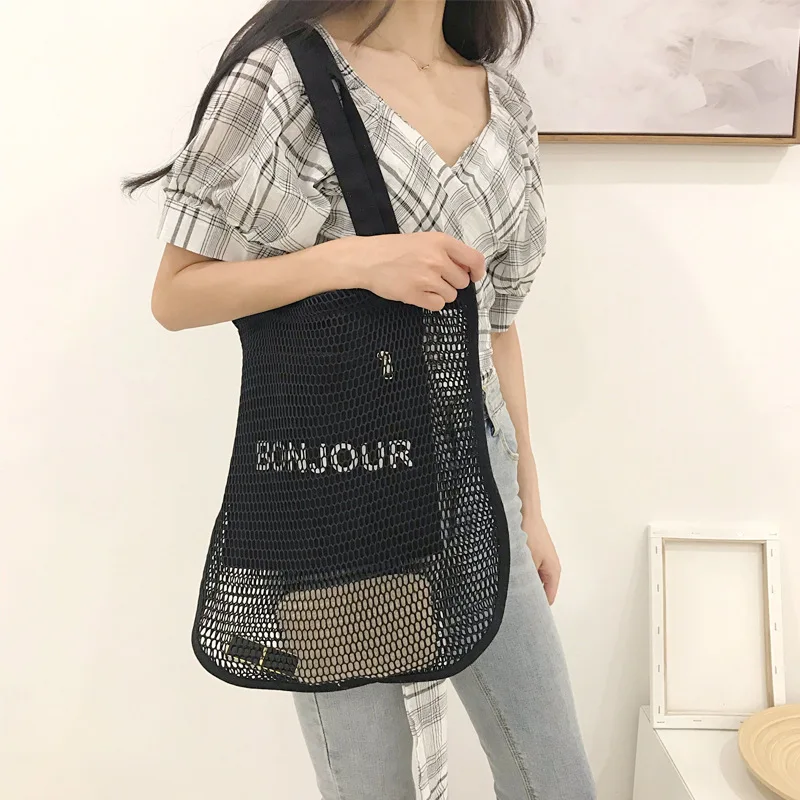 Youda 2019 Новая женская пляжная сумка с принтом полые сетчатая сумочка большие