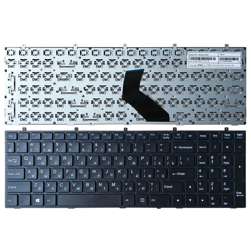 

NEW Russian RU Laptop Keyboard for Clevo W355 W355SSQ W355SDQ W355STQ W670SCQ W670SJQ W670SRQ W670SHQ Black with frame