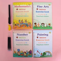 4 booksset magic copybooks for kids reusable 3d calligraphy book in english number alphabet magic book practice copybook