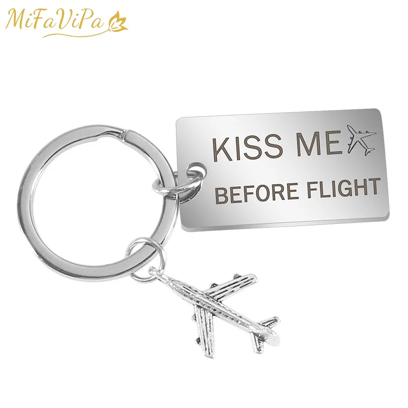 

MiFaViPa Plane Keychain Insert Before Flight Car Key Chains Mens Key Ring Chain for Aviation Gifts Airworthy Metal Keychains