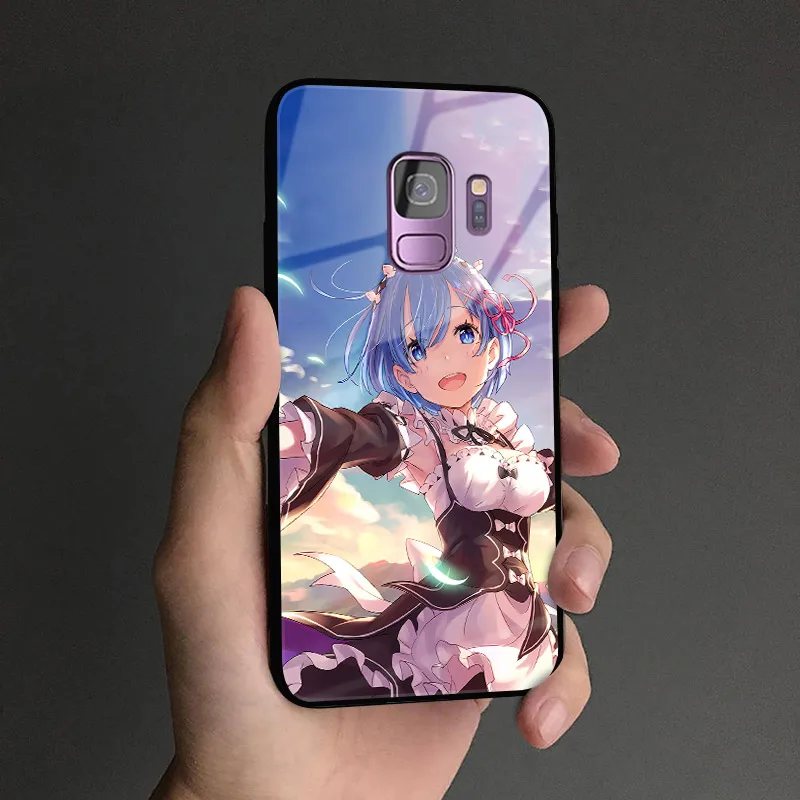 AE 2134 Re Zero Аниме Ram Rem Emilia чехол для телефона для samsung Galaxy S8 S9 S10e S10 Note 8 9 10 Plus закаленное стекло Мягкий силиконовый чехол - Цвет: AE 2134