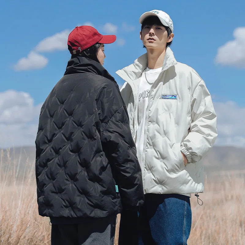 Filling White Duck Down Short-Sleeved Stand-Up Collar Down Jacket Men's 2021 Winter New Warm Cotton Jacket Male Windproof