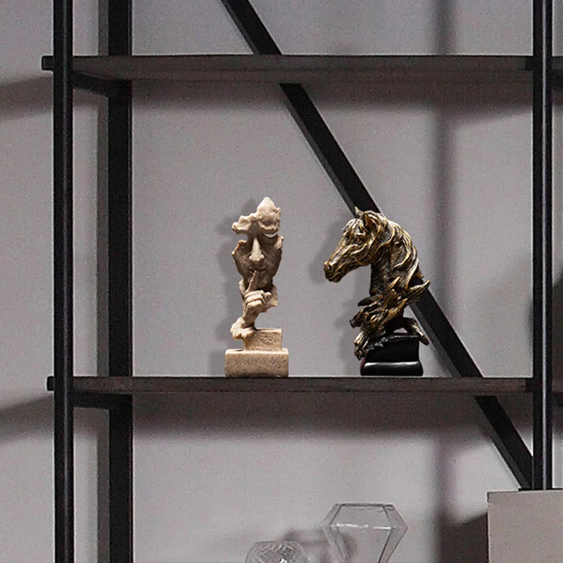 Статуя Из искусственной смолы скульптура и статуя тишина золото для украшения