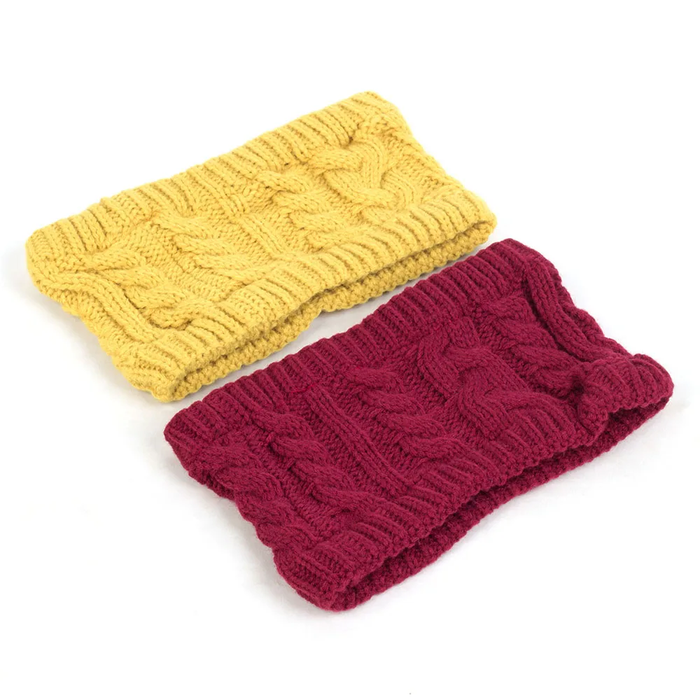 

Geebro Female Solid Color Wide Headband Warm Knitted Hairband For Women Turban Wraps Girls Accessories Fashion Headwear AQ015