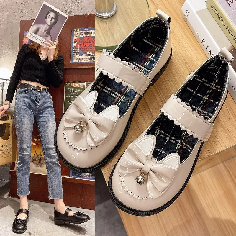 Single Shoes Women New Thin Jk Shoes Japanese Round Head Mary Jane Female Lolita Small Leather Shoes