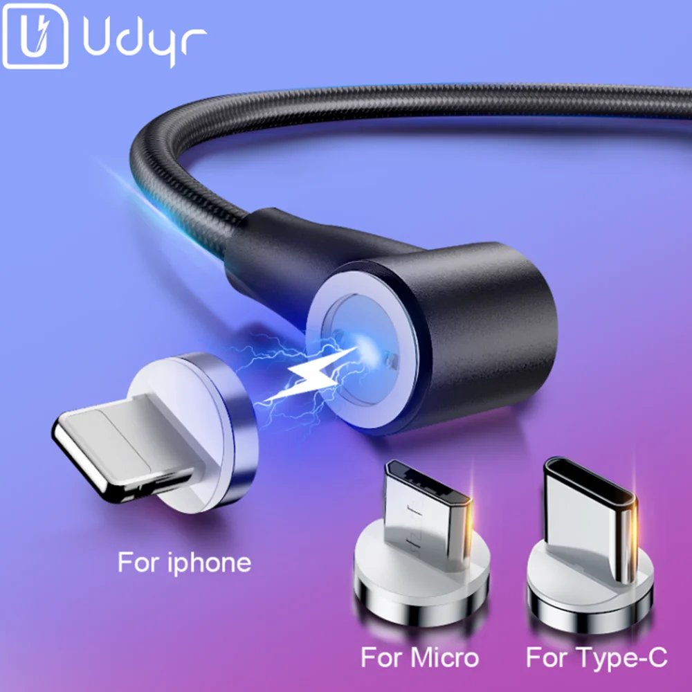 Магнитный USB кабель Udyr 1 м 2 Micro Тип C магнитный для быстрой зарядки iPhone XS Max Samsung